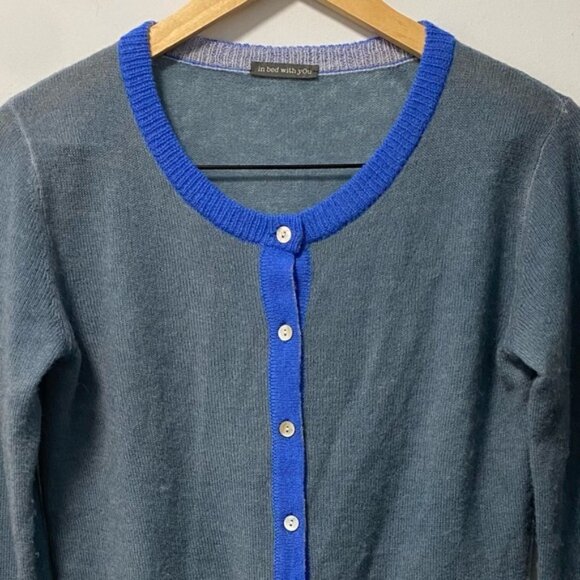 In Bed With You Knit Cardigan Gray & Blue Size S — Alpaca Wool - Made in Italy - Picture 4 of 8